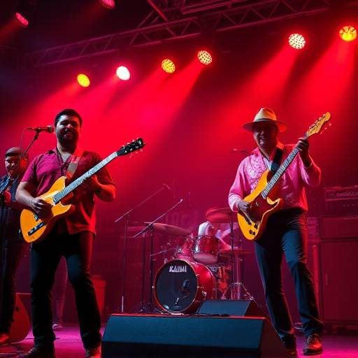 Imagen del programa musical 'Ritmo Latino' con un grupo musical tocando en vivo.